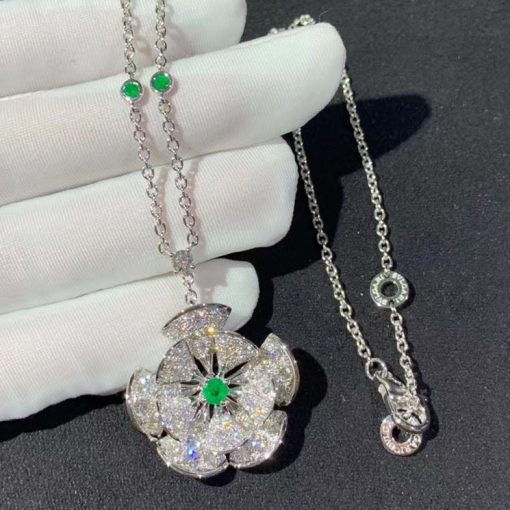 Bulgari Divas’ Dream Necklace White Gold Set Emeralds and Diamonds 352626