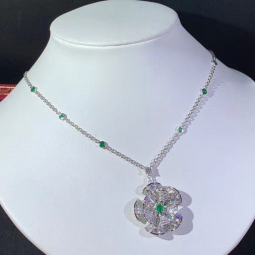 Bulgari Divas’ Dream Necklace White Gold Set Emeralds and Diamonds 352626