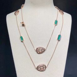 Bulgari Serpenti Openworked rose gold and malachite long necklace 352677