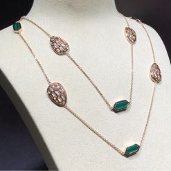 Bulgari Serpenti Openworked rose gold and malachite long necklace 352677