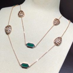 Bulgari Serpenti Openworked rose gold and malachite long necklace 352677