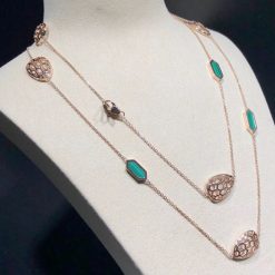 Bulgari Serpenti Openworked rose gold and malachite long necklace 352677