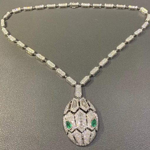 Bulgari Serpenti necklace Diamond & emerald eyes