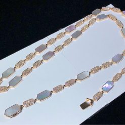 Bulgari Serpenti necklace pink gold and white mother-of-pearl high jewelry