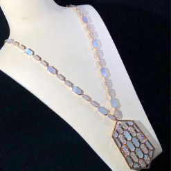 Bulgari Serpenti necklace pink gold and white mother-of-pearl high jewelry