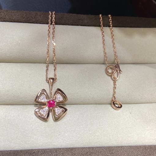 Bulgari Fiorever Rose Gold Pendant Necklace Set with Central 357759 CL859003