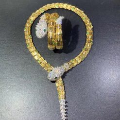 Bulgari Diamond and Emerald Eyes Serpenti Necklace