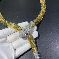 Bulgari Diamond and Emerald Eyes Serpenti Necklace