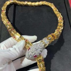 Bulgari Diamond Ruby Gold Serpenti Necklace