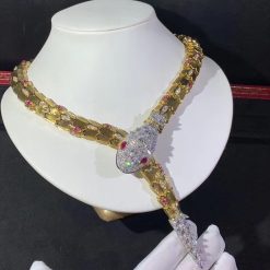 Bulgari Diamond Ruby Gold Serpenti Necklace