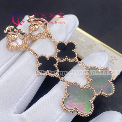 Van Cleef & Arpels Magic Alhambra Earrings 3 Motifs Rose Gold Earrings