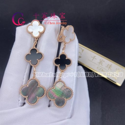 Van Cleef & Arpels Magic Alhambra Earrings 3 Motifs Rose Gold Earrings