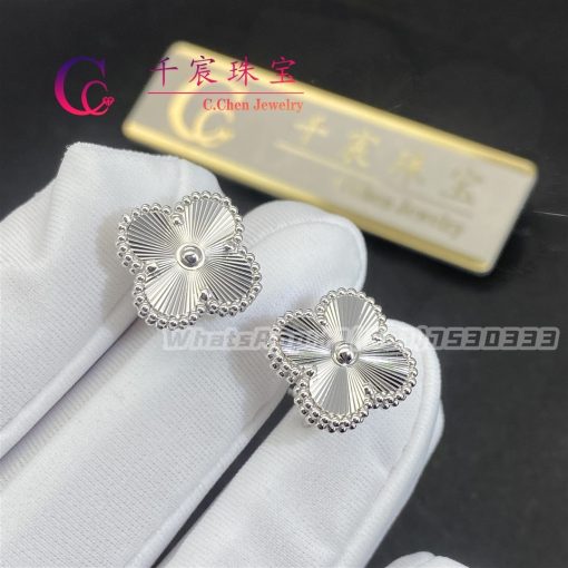 Van Cleef & Arpels Vintage Alhambra Earrings Guilloché White Gold Earrings VCARP9XF00