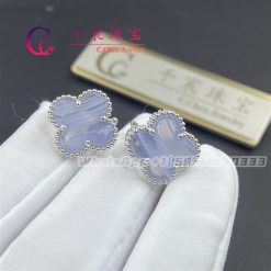 Van Cleef & Arpels Vintage Alhambra Earrings White Gold And Chalcedony