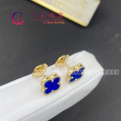 Van Cleef & Arpels Sweet Alhambra Earrings Yellow Gold Blue Agate