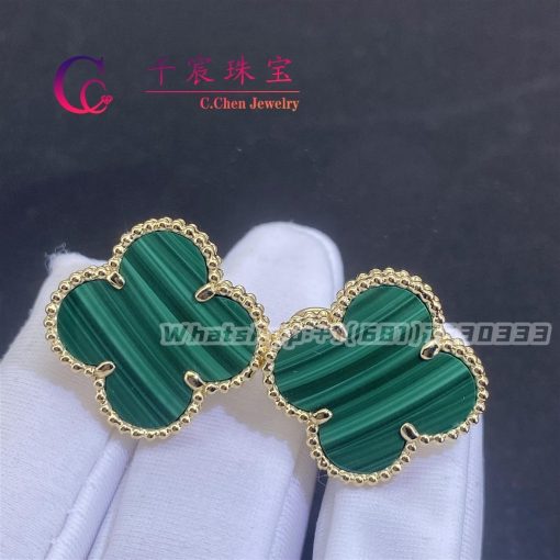 Van Cleef & Arpels Magic Alhambra Earrings Yellow Gold And Malachite VCARO3MH00