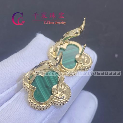 Van Cleef & Arpels Magic Alhambra Earrings Yellow Gold And Malachite VCARO3MH00