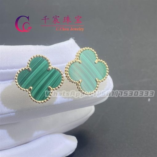 Van Cleef & Arpels Magic Alhambra Earrings Yellow Gold And Malachite VCARO3MH00