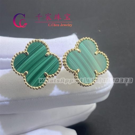 Van Cleef & Arpels Magic Alhambra Earrings Yellow Gold And Malachite VCARO3MH00