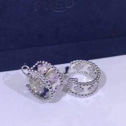 Van Cleef & Arpels Perlée Clovers Hoop Earrings White Gold And Diamonds VCARO2ML00