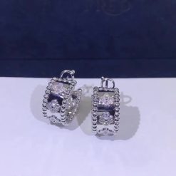 Van Cleef & Arpels Perlée Clovers Hoop Earrings White Gold And Diamonds VCARO2ML00