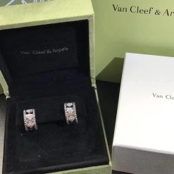 Van Cleef & Arpels Perlée Clovers Hoop Earrings White Gold And Diamonds VCARO2ML00