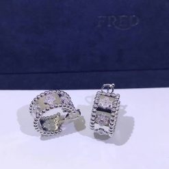 Van Cleef & Arpels Perlée Clovers Hoop Earrings White Gold And Diamonds VCARO2ML00