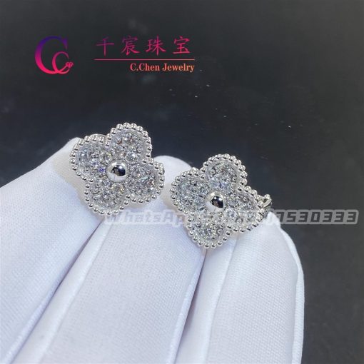 Van Cleef & Arpels Vintage Alhambra Earrings White Gold And Diamond VCARA44600