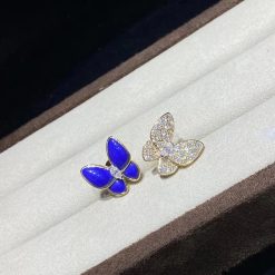 Van Cleef & Arpels Two Butterfly Earrings Lapis Lazuli And Diamond VCARP3DO00