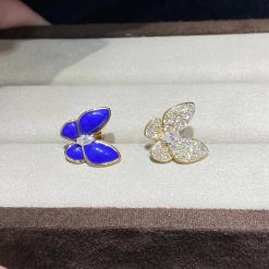 Van Cleef & Arpels Two Butterfly Earrings Lapis Lazuli And Diamond VCARP3DO00