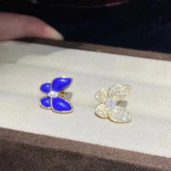 Van Cleef & Arpels Two Butterfly Earrings Lapis Lazuli And Diamond VCARP3DO00