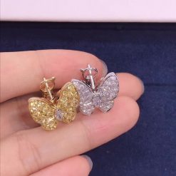 Van Cleef & Arpels Two Butterfly Earrings Diamond And Sapphire VCARB15100