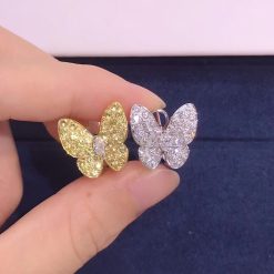 Van Cleef & Arpels Two Butterfly Earrings Diamond And Sapphire VCARB15100