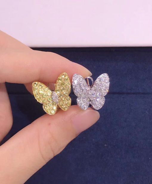 Van Cleef & Arpels Two Butterfly Earrings Diamond And Sapphire VCARB15100