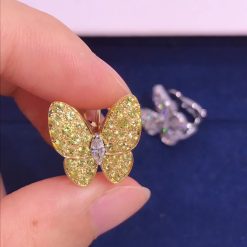 Van Cleef & Arpels Two Butterfly Earrings Diamond And Sapphire VCARB15100