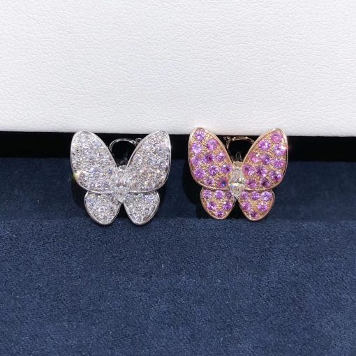 Van Cleef & Arpels Two Butterfly Earrings Diamond And Sapphire VCARO3M600