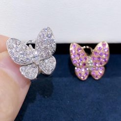 Van Cleef & Arpels Two Butterfly Earrings Diamond And Sapphire VCARO3M600