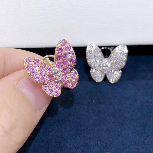 Van Cleef & Arpels Two Butterfly Earrings Diamond And Sapphire VCARO3M600