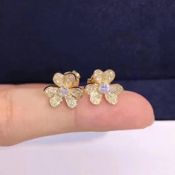 Van Cleef & Arpels Frivole earrings mini model Yellow gold Diamond VCARP24200