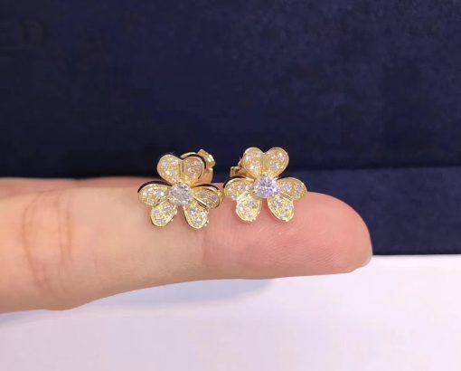 Van Cleef & Arpels Frivole earrings mini model Yellow gold Diamond VCARP24200