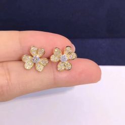 Van Cleef & Arpels Frivole earrings mini model Yellow gold Diamond VCARP24200