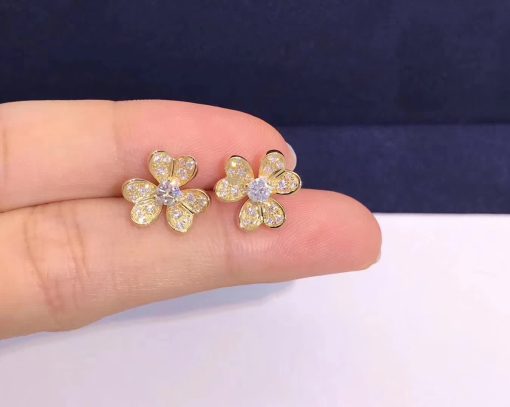 Van Cleef & Arpels Frivole earrings mini model Yellow gold Diamond VCARP24200