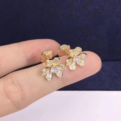 Van Cleef & Arpels Frivole earrings mini model Yellow gold Diamond VCARP24200