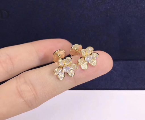 Van Cleef & Arpels Frivole earrings mini model Yellow gold Diamond VCARP24200