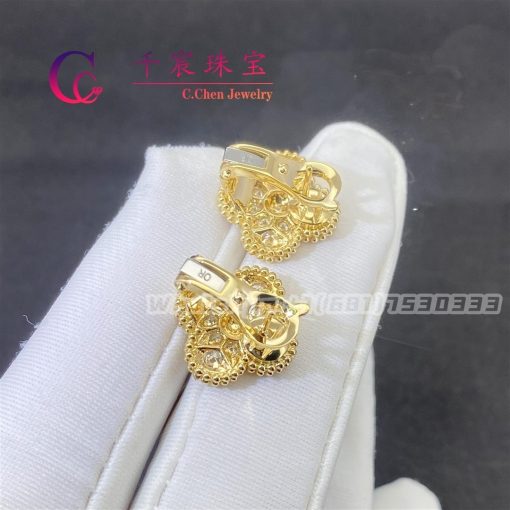 Van Cleef & Arpels Vintage Alhambra Earrings Yellow Gold Diamond VCARA44700