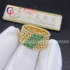 Van Cleef & Arpels Perlée Couleurs Ring 5 Rows Yellow Gold Emerald VCARP7TW00