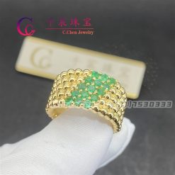 Van Cleef & Arpels Perlée Couleurs Ring 5 Rows Yellow Gold Emerald VCARP7TW00