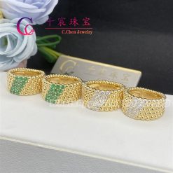 Van Cleef & Arpels Perlée Couleurs Ring 5 Rows Yellow Gold Emerald VCARP7TW00