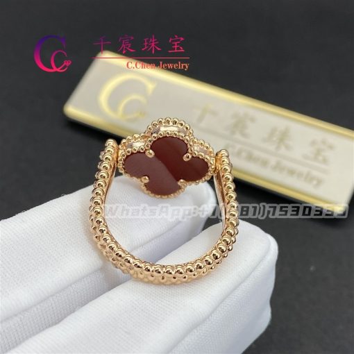 Van Cleef & Arpels Vintage Alhambra Reversible Ring Rose Gold Carnelian and Diamond VCARP7U500