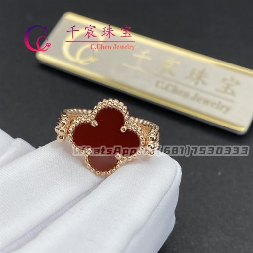 Van Cleef & Arpels Vintage Alhambra Reversible Ring Rose Gold Carnelian and Diamond VCARP7U500